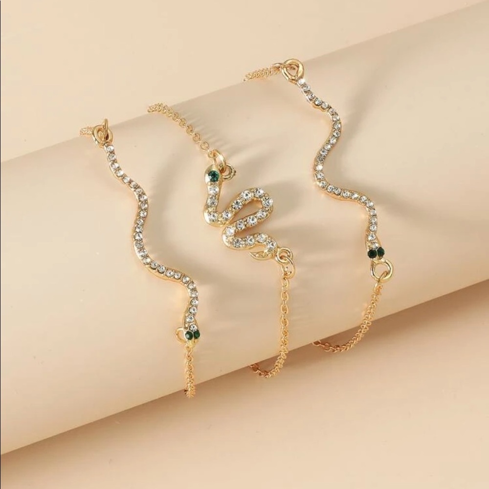 3 Pc. Rhinestone Snake Bracelet Set - Picture 3 of 3